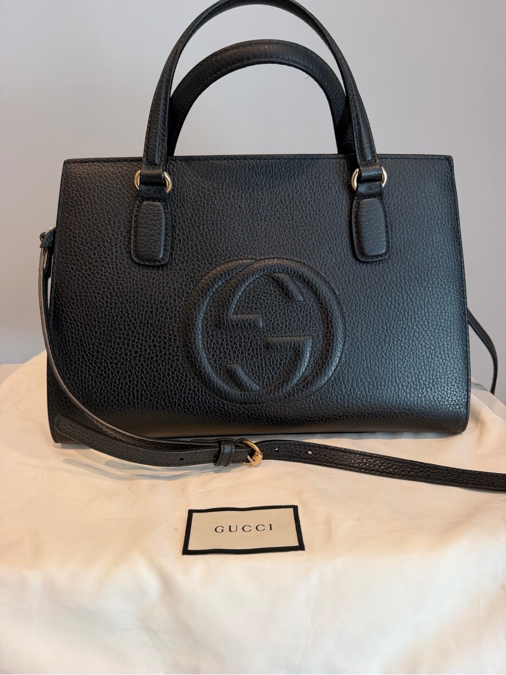 Authentic Gucci Soho Black Leather Top Handle Satchel - Picture 2 of 14